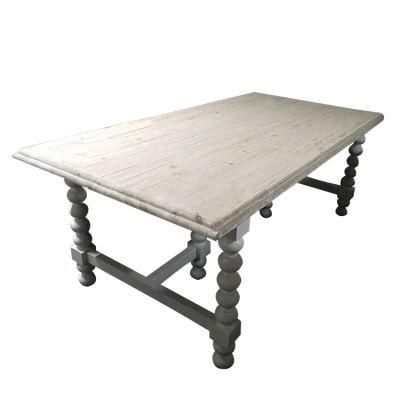 Vintage Antique Washwhite Reclaimed Wood Dining Table