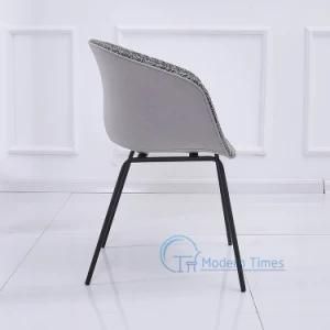 Modern Design High Quality PP Backrest Fabric Cushion Cup Seat Black Lacquered Legs Outdoor Dining Chair