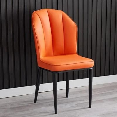 Modern Furniture Restaurant Home Chairs Leather Luxury Upholstered Soft Back PU Leather Dining Chair with Metal Legs