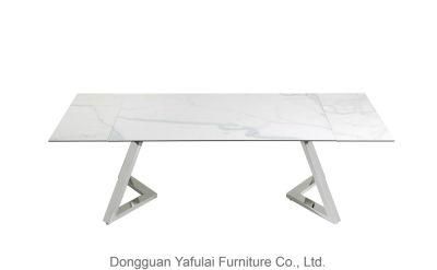 Classic Hot Selling Modern Extension Ceramic Steel Dining Table Furniture