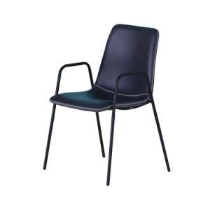 Home Furniture Simple Design Seat Balck Painted Legs Dining Room Chair