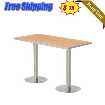 Simple Design Cheap Price a Wood Color Coffee School Restaurant Furniture Wooden Square Dining Table with Chair