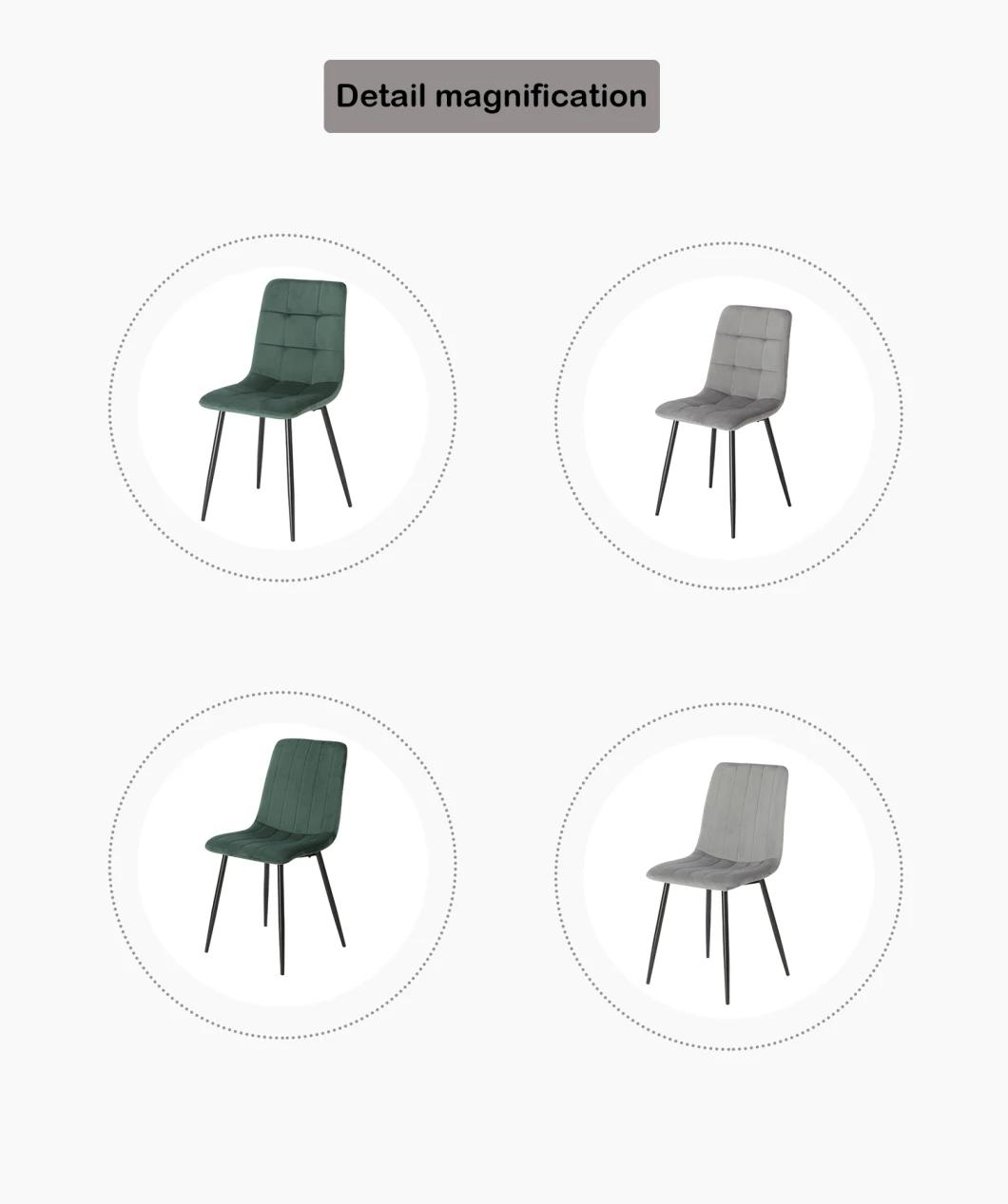 European Design Dining Room Furniture Ergonomic Blue Velvet Steel Leg Dining Chair