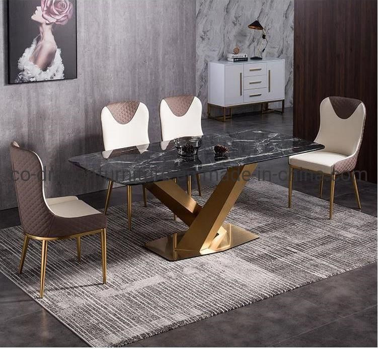 Modern Leather Stainless Steel Dining Chair for Home Furniture