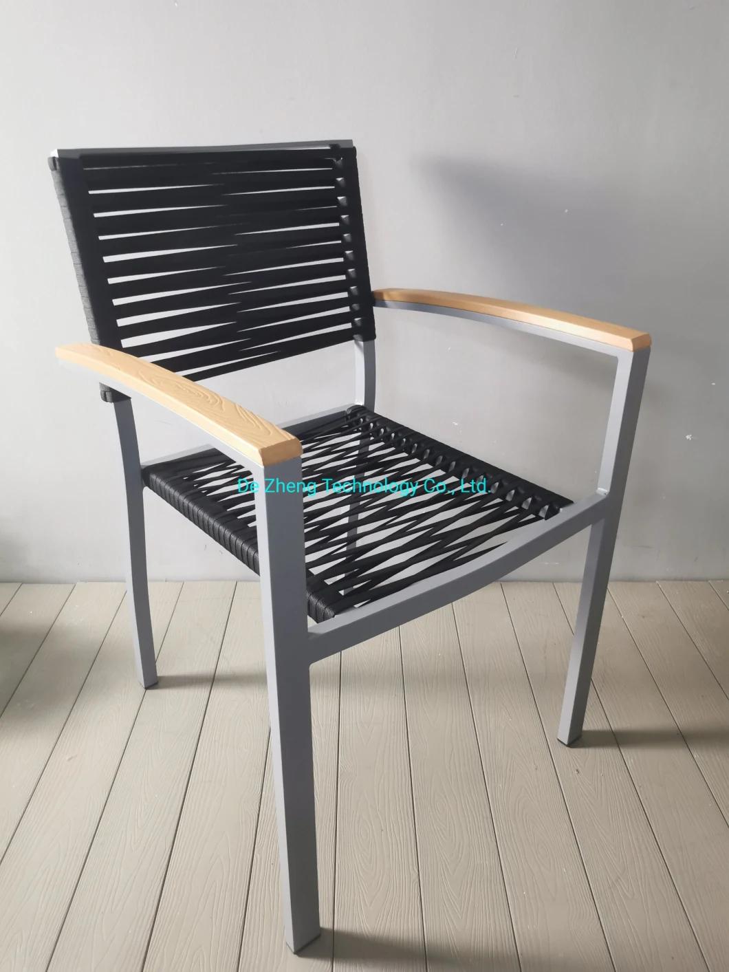 Stylish Outdoor Furniture Garden Restaurant Stackable Rope Chair with Aluminium Frame