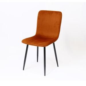 Simple Design Upholstered Black Painted Legs Dining Chair