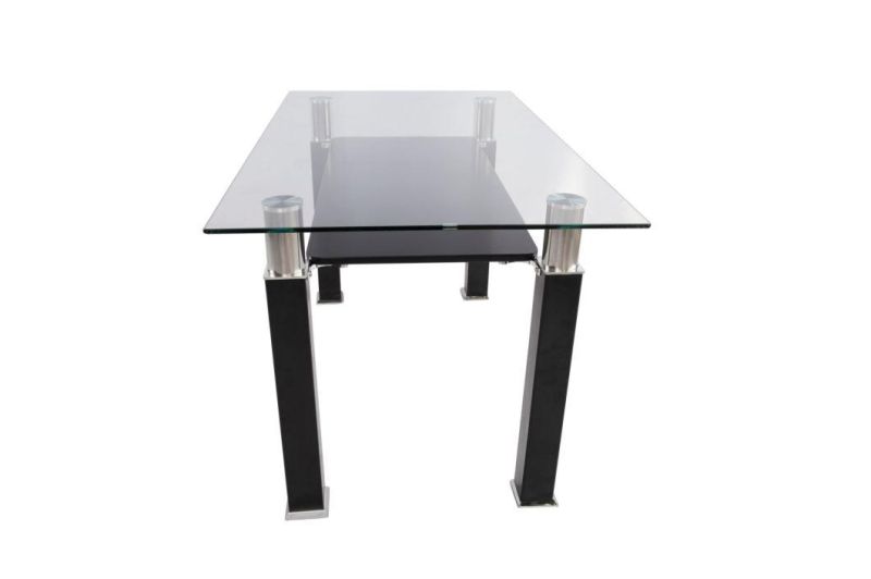 Contemporary Glass Dining Table with Black Iron Legs