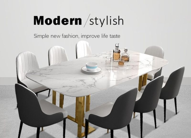 Luxury Nordic Modern Rectangular Marble Dining Table Dining Chair