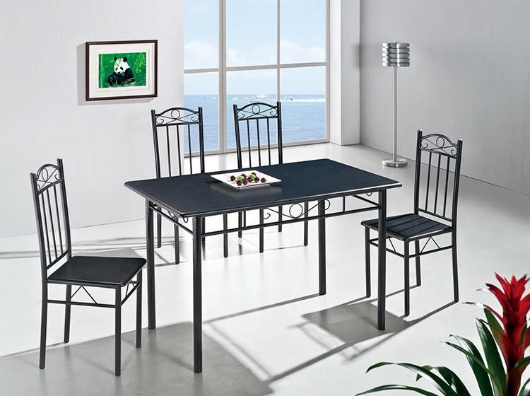 Malaysia Steel Wood Kitchen Dining Table 4 Chairs Marble PVC Dining Table Set 1+6