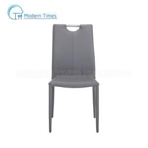 Outdoor Furniture PU Upholstered Fabric Simple Style Chrome-Plated Legs with Handles Backrest Restaurant Outdoor Dining Chairs