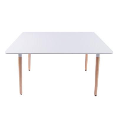 White Square Wooden with Beech Legs MDF Top Dining Table