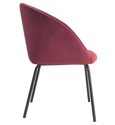 Free Sample Red Tufted Velvet Restaurant Chairs with Metal Legs