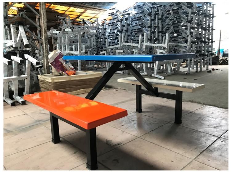 Cheap Staff Snap Food Restaurant Industrial Staff Steel Canteen Furniture Dining Table and Chairs Bench for Home/Office/ Snap Food Restaurant/Cafeteria