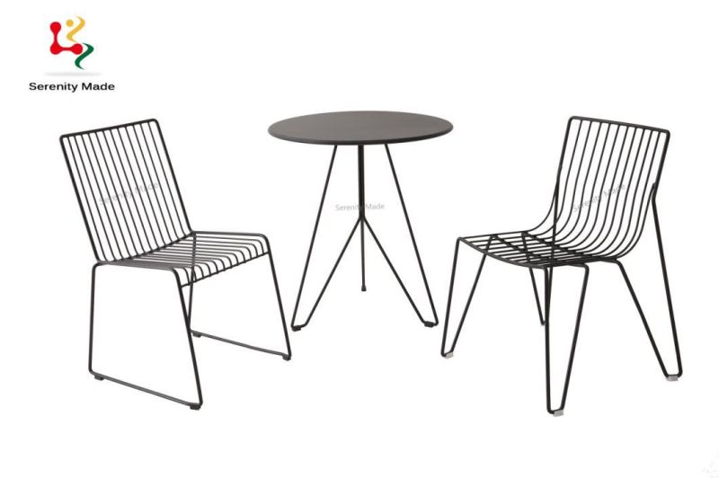 Leisure Modern Black Metal Wire Stackable Chairs for restaurant