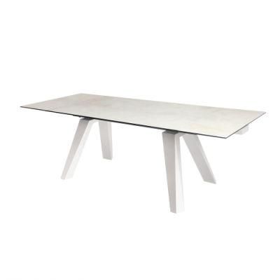 Modern Dining Room Furniture Glass Top Metal Leg Dining Table