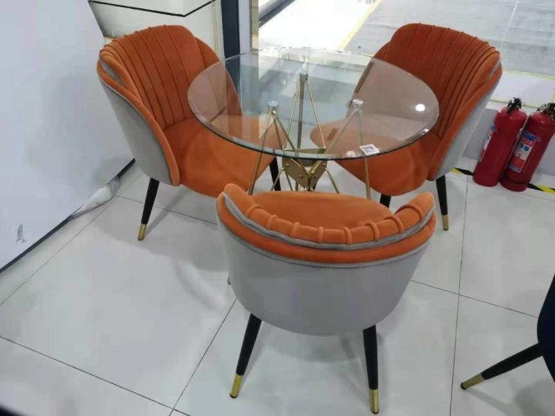 High Quality Luxury Modern Metal Legs Velvet Dining Chair