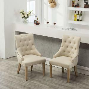 Beige Color Armrest Tufted Chairs