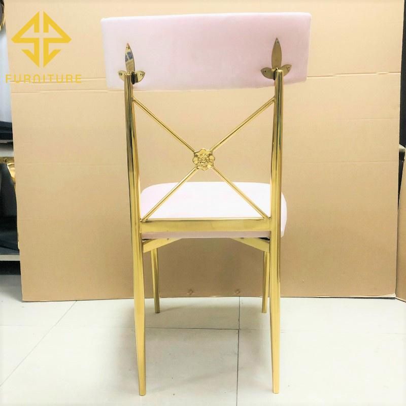 Hotel Furniture Stainless Steel Dining Chair with Upholstered Seat