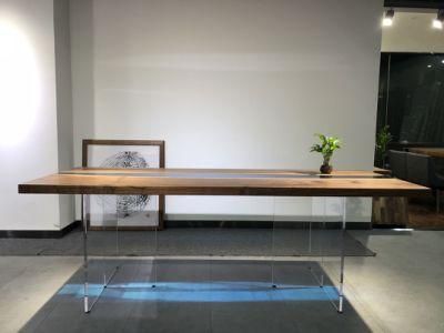 Custom Walnut Wood Texture River Resin Dining Table Top for Luxury Furniture