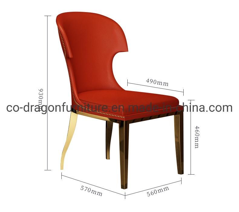 Simple Luxury Steel Leg Leather Dining Chair for Home Furniture