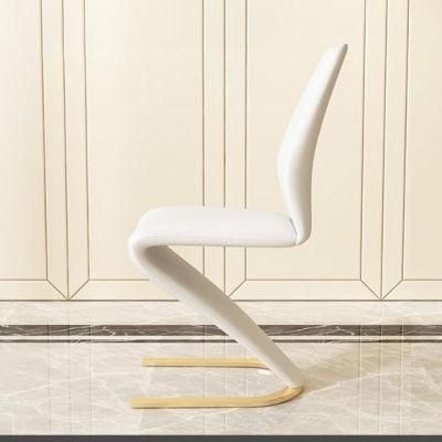 Wholesale Luxury High Legs White PU Leather Z Shape Dining Chair