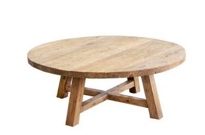 Kvj-Rr28 Round Rustic Natural Color Reclaimed Wood Dining Table