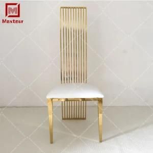 Luxury Gold Stainless Steel Wedding High Back Chair