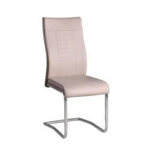 Outdoor Furniture Leather High-Back Upholstered Seat Chrome-Plated Legs Outdoor Dining Chair
