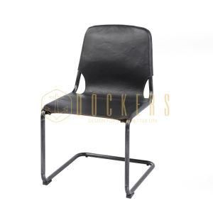 Designable Home Furniture Chinese Factory Wholesale Black Leather Metal Frame Armless Dining Chair