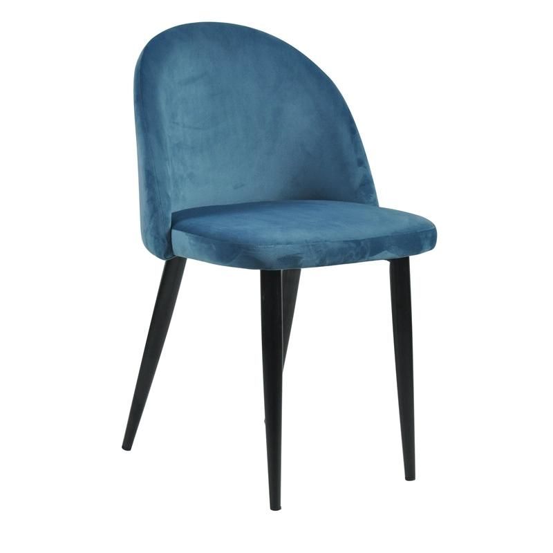 Customization Fabric Seat and Round Back Velvet Dining Chair with Black Legs