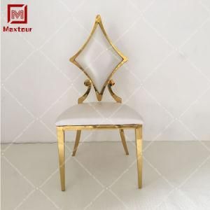Luxury Gold Wedding Stainless Steel Furniture High Back Fancy Chair for Wedding Banquet Hall