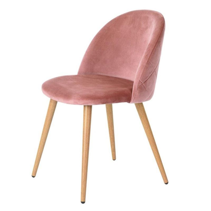Wholesale Upholstered Dining Room Chair Modern Luxury Furniture Button Tufted Fabric Velvet Stainless Steel Dining Chair