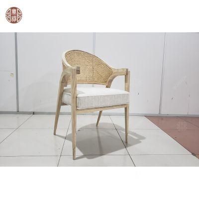 Solid Wood Hotel Chair Dining Chair with Rattan Design