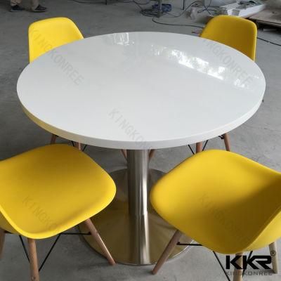 Hotel Furniture Marble Pattern Solid Surface Round Dining Table