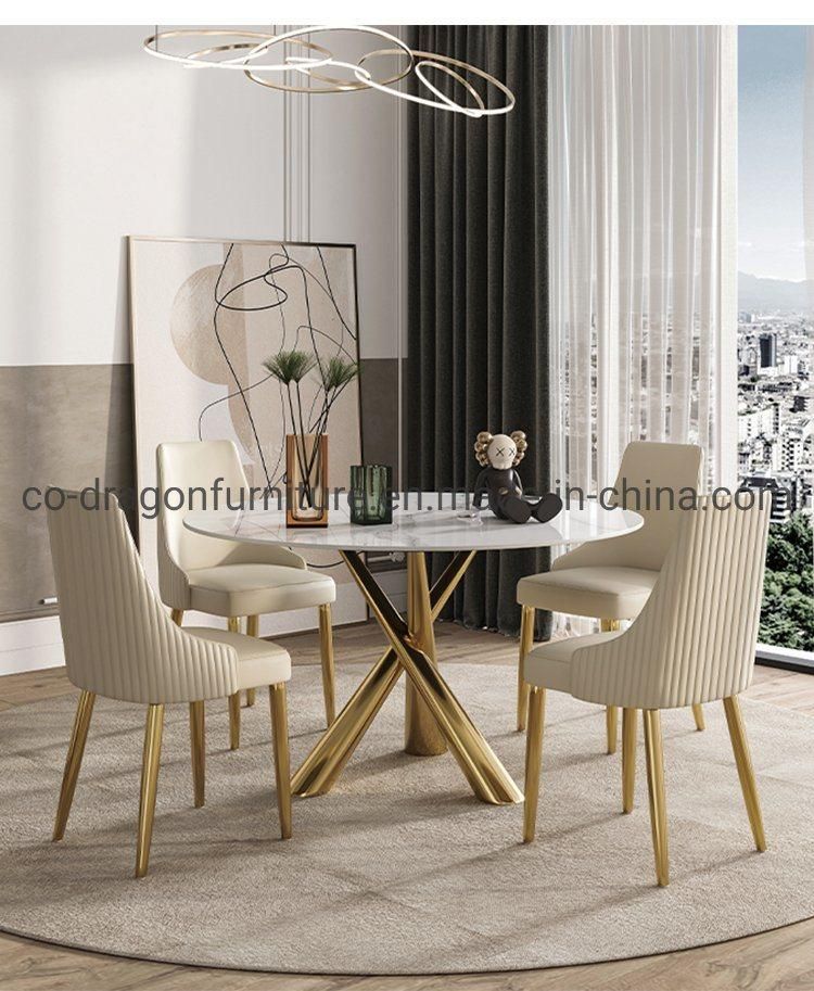 Luxury Stainless Steel Frame Leather Dining Chair for Home Furniture