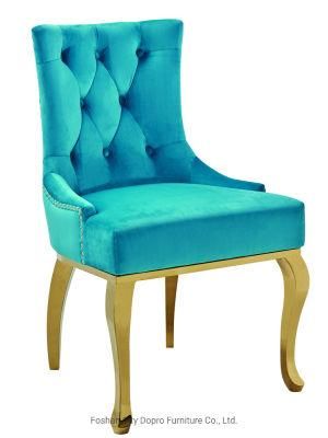 Gold Stainless Steel Rivet Dining Chair with Metal Ring Back