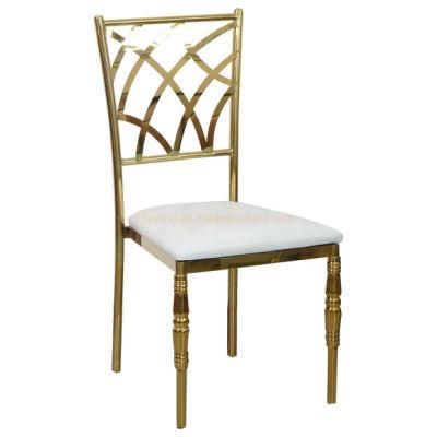 Italy Design Style Elegant Stainless-Steel Chair Model Wedding Dining Restaurant Hotel Furniture