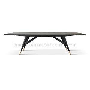 B&M Modern Italy Design Unique Smoked Oak Wood Dining Table