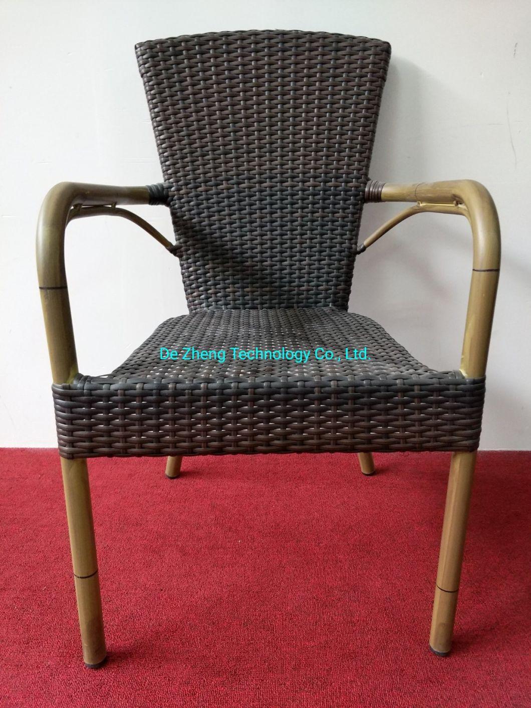Patio Furniture Garden Wicker Rattan Modern Plastic Wicker Stacking Dining Arm Chair