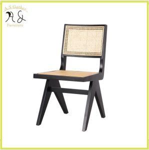 Solid Ash Wood Rattan Chair Dining Cane Woven Black Vintage Dining Chair