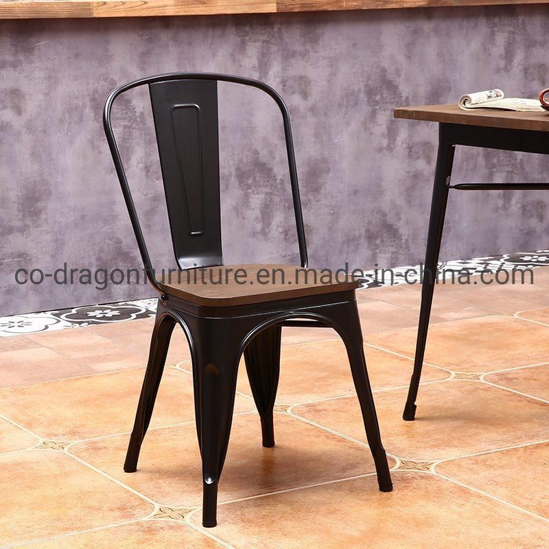 Colorful Cheap Restaurant Industrial Metal Coffee Chairs with Wood Set