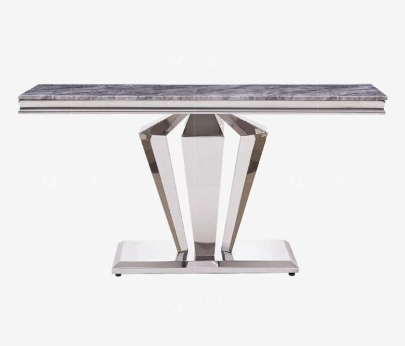 Light Luxury Rock Slab Marble Dining Table and Chair Combination Nordic Minimalist Modern Home Dining Table Italian White Marble Top Stainless Steel Legs Table