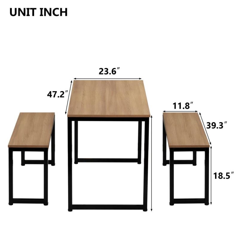 Rectangular Wood Design Top Metal Frame Dining Room Furniture Restaurant Table / Luxury Iron Metal Legs Dining Table Dining Chair