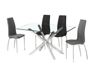Wholesale Modern Dining Furniture Thicken Glass Dining Chair Table