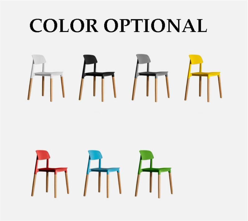 Good Price Simple Design Backrest Colorful Restaurant Living Room Coffee Shop Plastic Wood Legs Dining Chair