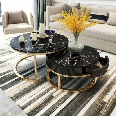 Metalic Legs Marble Top Cafe Table Set