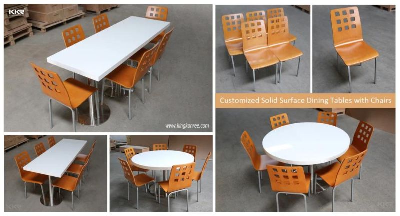 Kkr Corian Solid Surface Furniture Restaurant 12 Seater Marble Dining Tables and Chairs