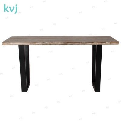 Kvj-7228 Rustic Industrial Steel Base Reclaimed Oak Dining Table