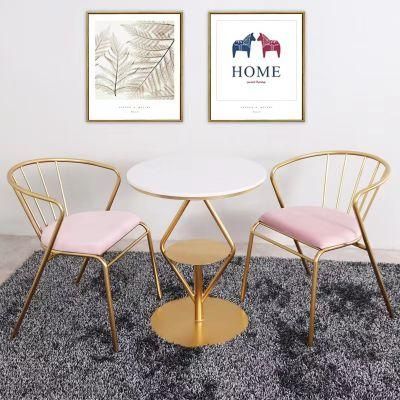 Nordic Style Design Modern Table Room Furniture and Velvet Metal Leg Dining Chair
