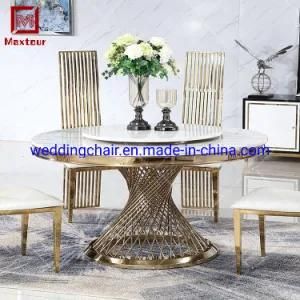 Home Furniture Stainless Dining Table with Men Made Marble Top